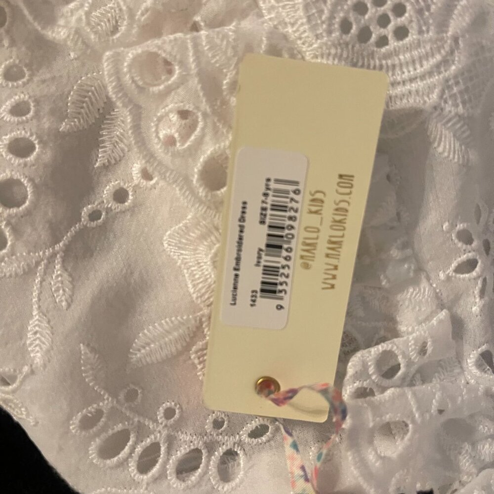 Marlo Kids White Embroidered Eyelet Dress Girls 7–8 New With Tags - Picture 8 of 12